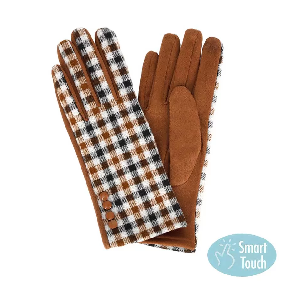 Buffalo Check Patterned Touch Smart Gloves