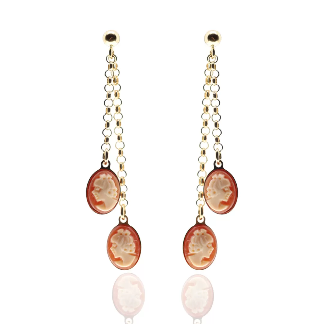 Cameo Double Dangle Earrings