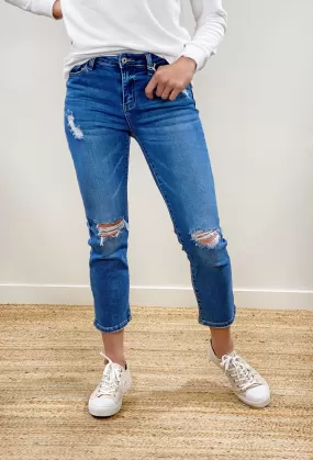 Carlene Mid-Rise Stretch Straight Jeans