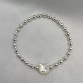 Cat Mom Bead Bracelet Sterling Silver