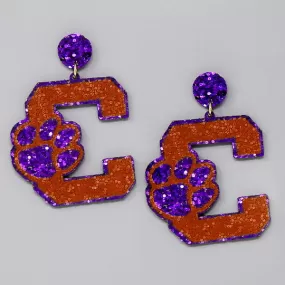 Clemson Tigers Game Day Footbal Glitter Earrings