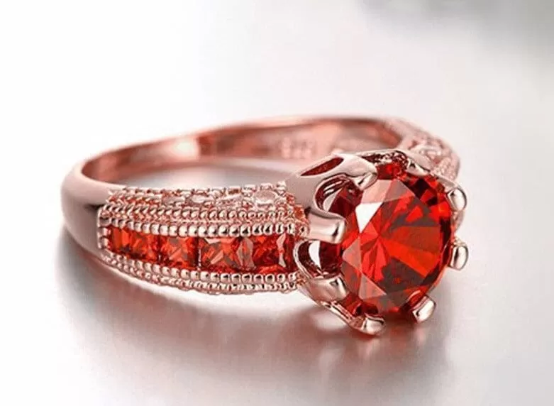 Crown Charm Ruby Ring