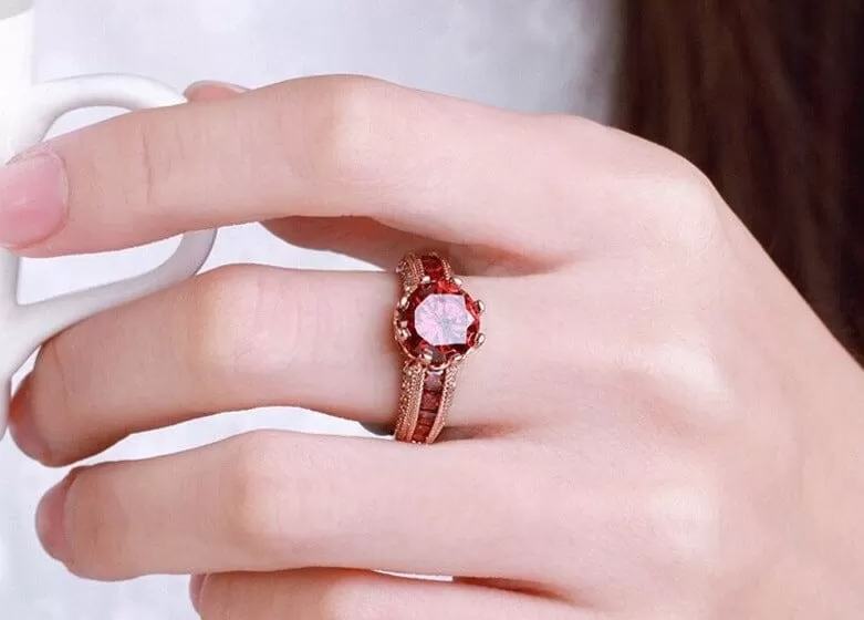 Crown Charm Ruby Ring