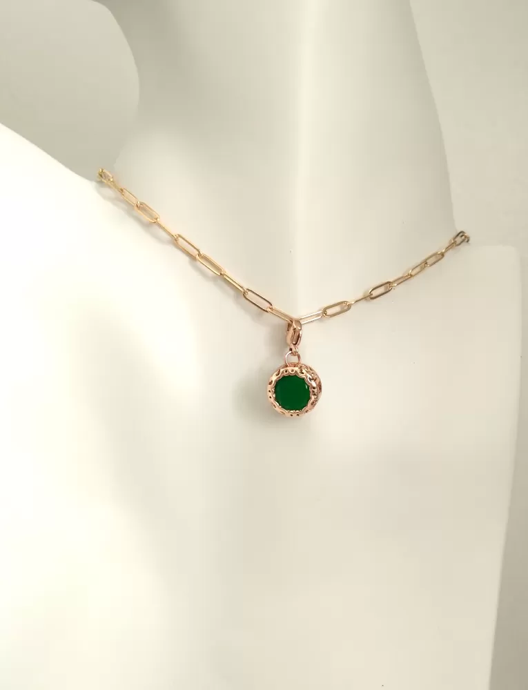 Cutout Bezel Single Gem Drop Pendant Necklace