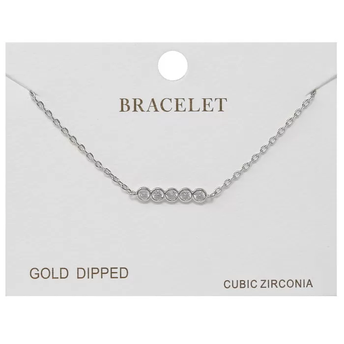 CZ Pave Bar Delicate Chain Bracelet