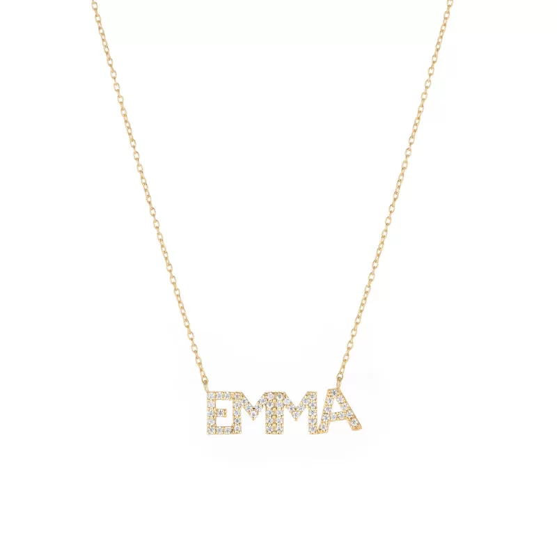 Diamond Pavé Personalized Block Letter Necklace