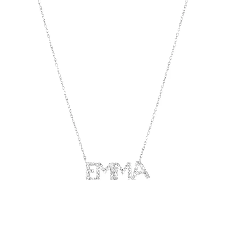 Diamond Pavé Personalized Block Letter Necklace