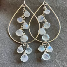 Double Decker Moonstone Teardrop hoops