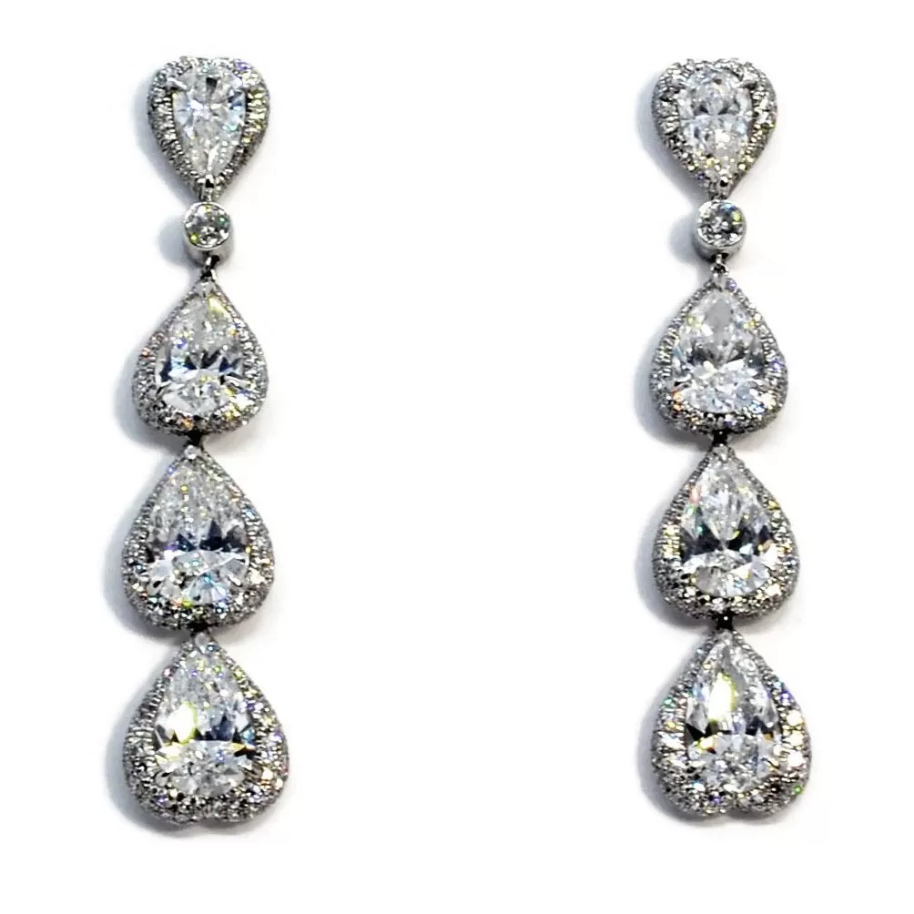 Eclat Jewels - Diamond Drop Earrings, Platinum