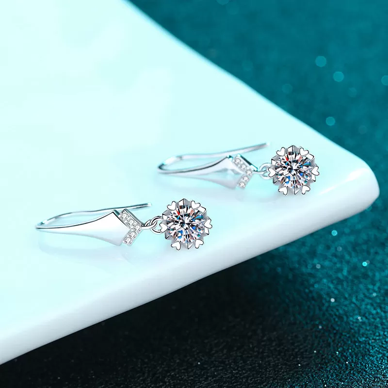 Elegant V-shaped Moissanite Earrings in Sterling Silver