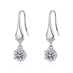 Elegant V-shaped Moissanite Earrings in Sterling Silver