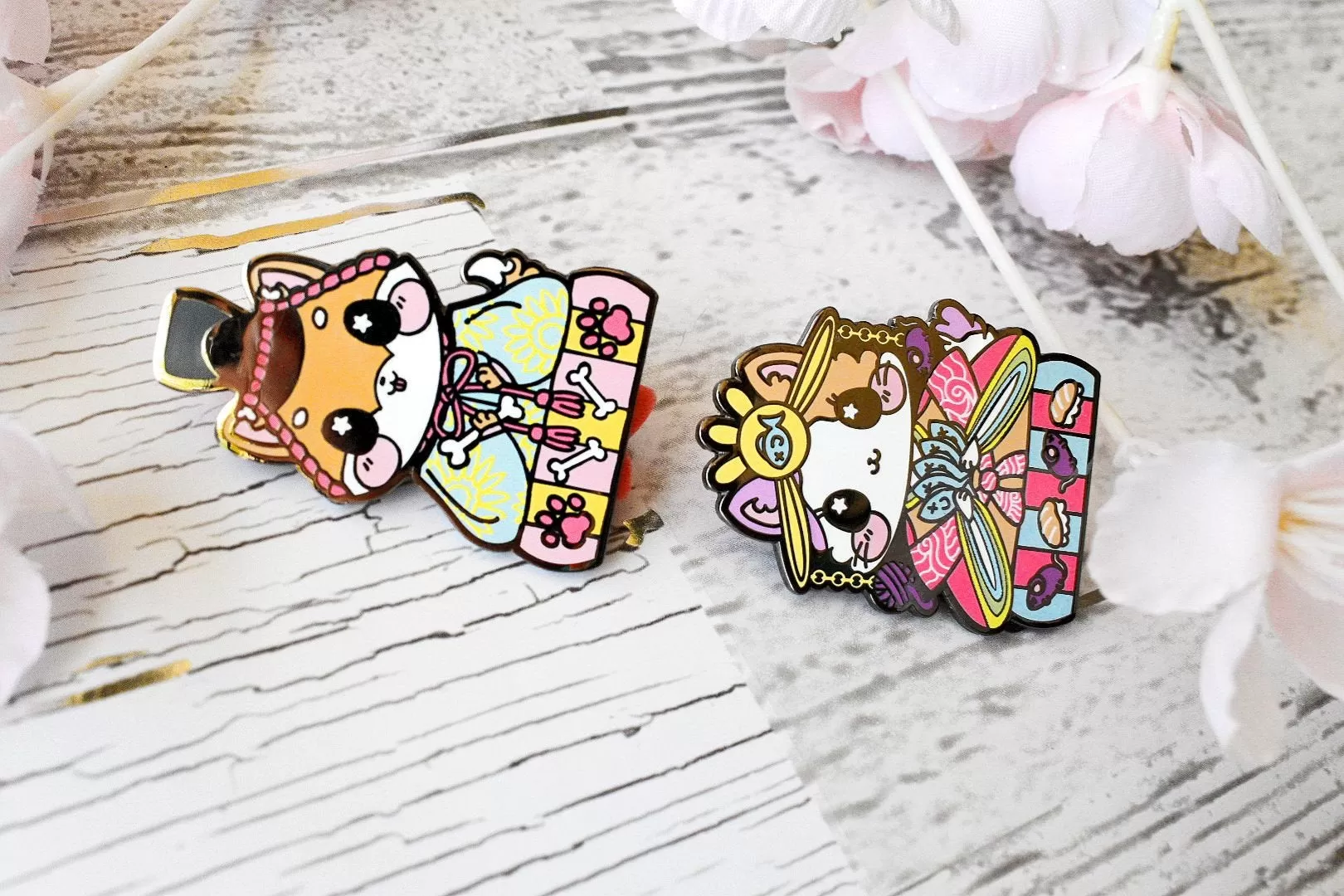 Emperor Shiba Inu: Girl's Day Animal Enamel Pins