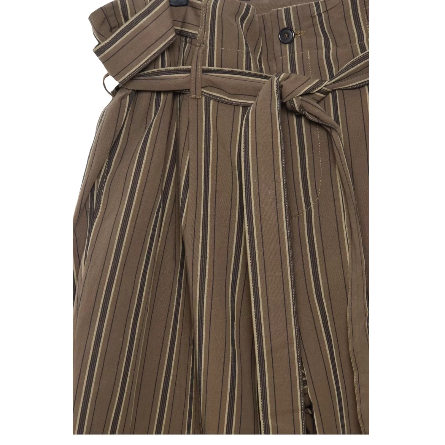 Frank Leder Cotton Wide Trouser brown stripes