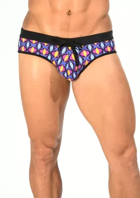 Freestyle Swim Brief w/ Removable Cup (Blue Purple Flame)