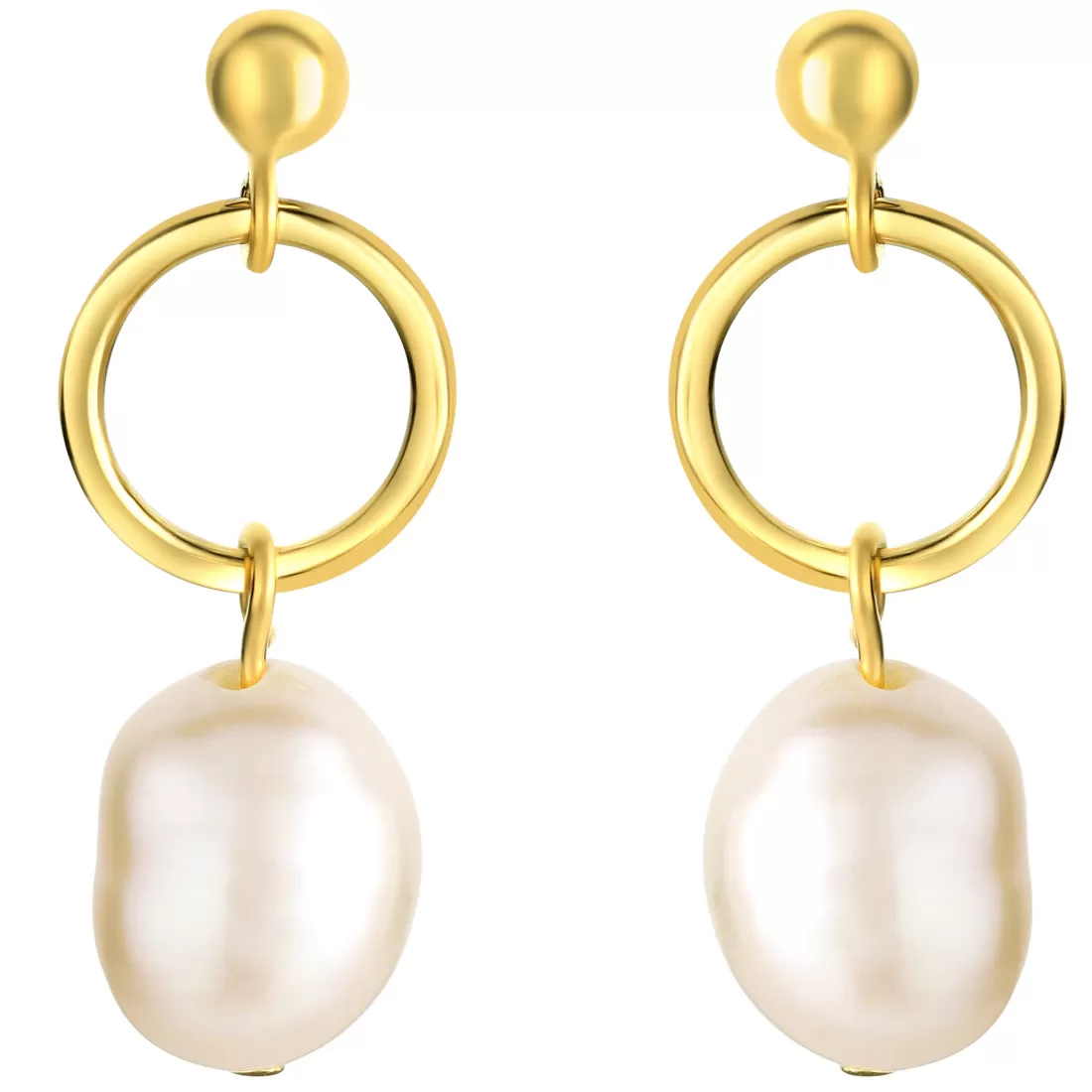 Freshwater Cultured Baroque Pearl Dangle Earrings in Yellow-Tone Sterling Silver