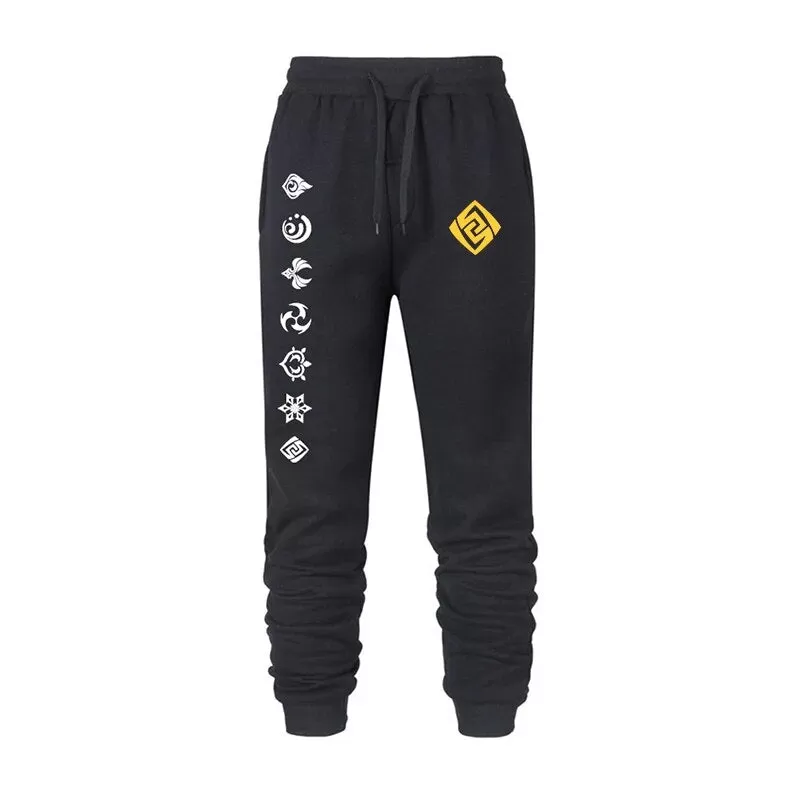 Game Genshin Impact Print Sweatpants for Men Women Warm Fleece Lined Pants Casual Trousers Athletic Running Joggers Sportswear