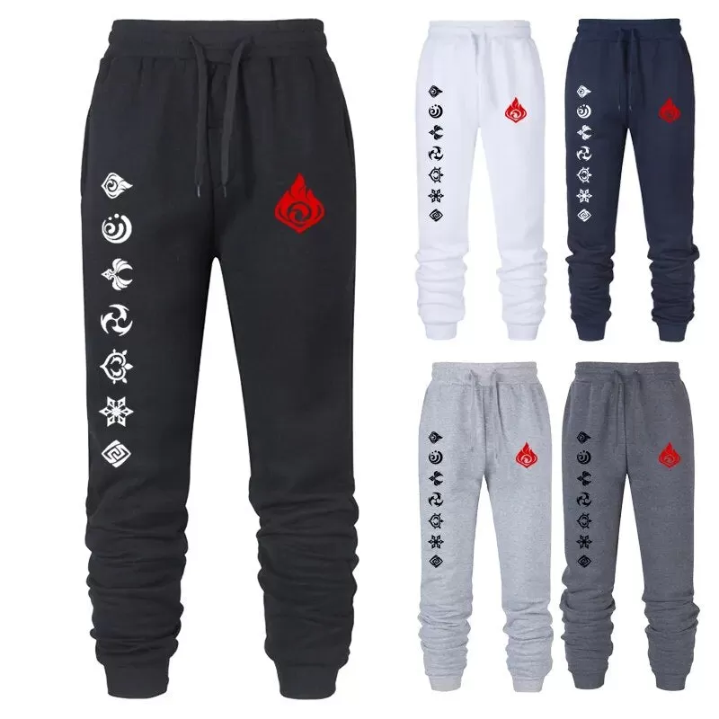 Game Genshin Impact Print Sweatpants for Men Women Warm Fleece Lined Pants Casual Trousers Athletic Running Joggers Sportswear