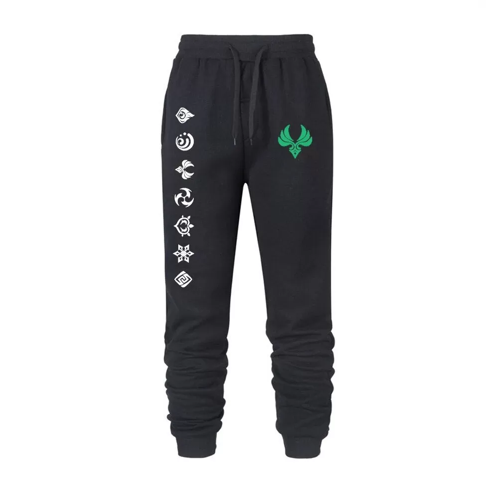 Game Genshin Impact Print Sweatpants for Men Women Warm Fleece Lined Pants Casual Trousers Athletic Running Joggers Sportswear