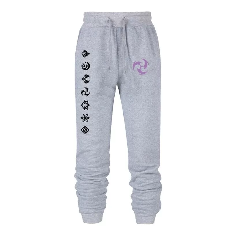 Game Genshin Impact Print Sweatpants for Men Women Warm Fleece Lined Pants Casual Trousers Athletic Running Joggers Sportswear