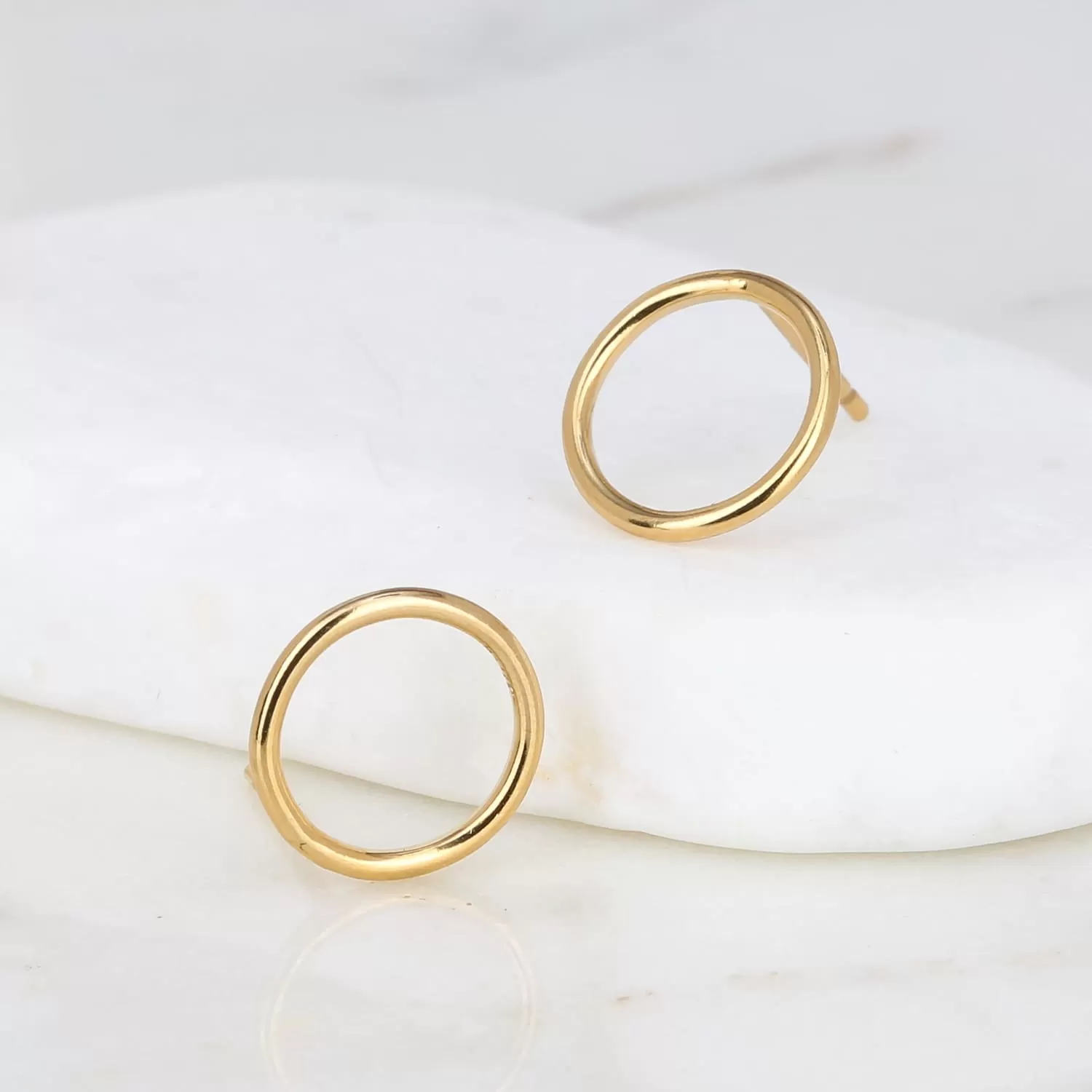 Gold Filled Dainty Circle Stud Earrings