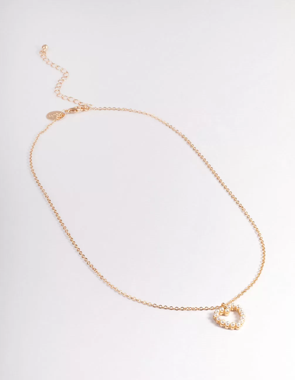 Gold Pearl Heart Necklace