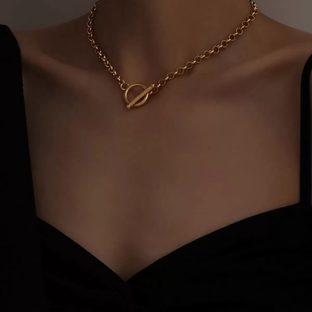 Gold Plated Rolo Chain Choker Necklace