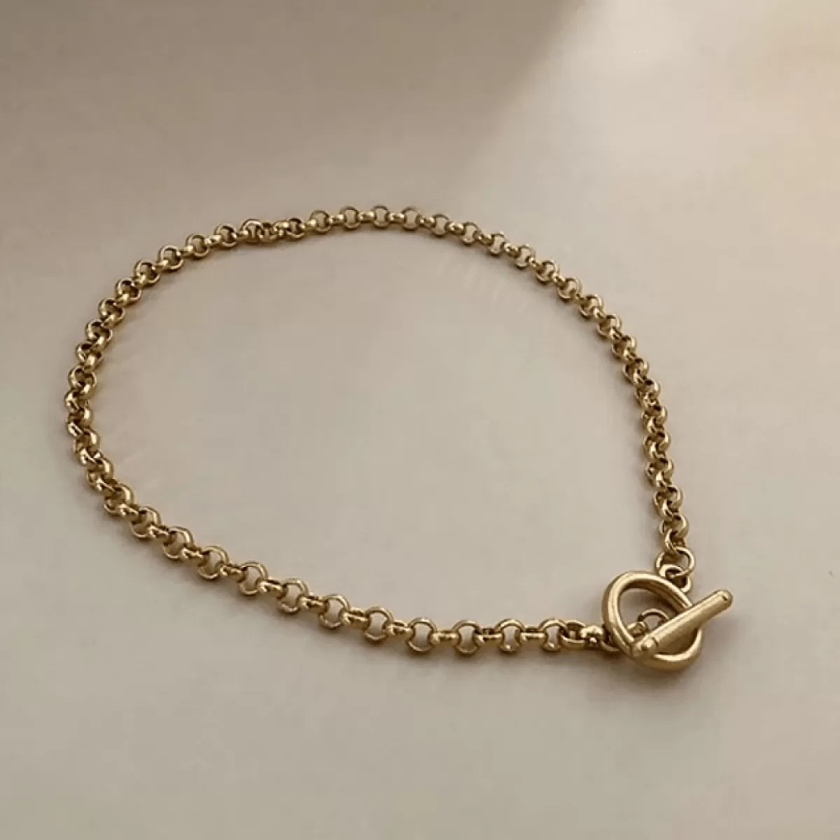 Gold Plated Rolo Chain Choker Necklace