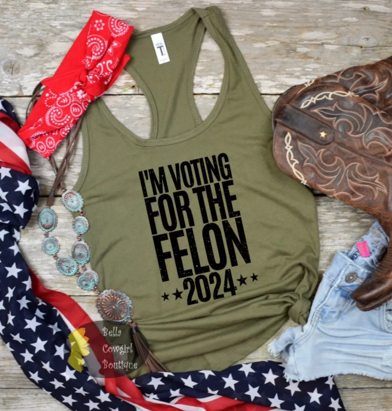 I'm Voting For The Felon Patriotic Trump Women's Tank Top