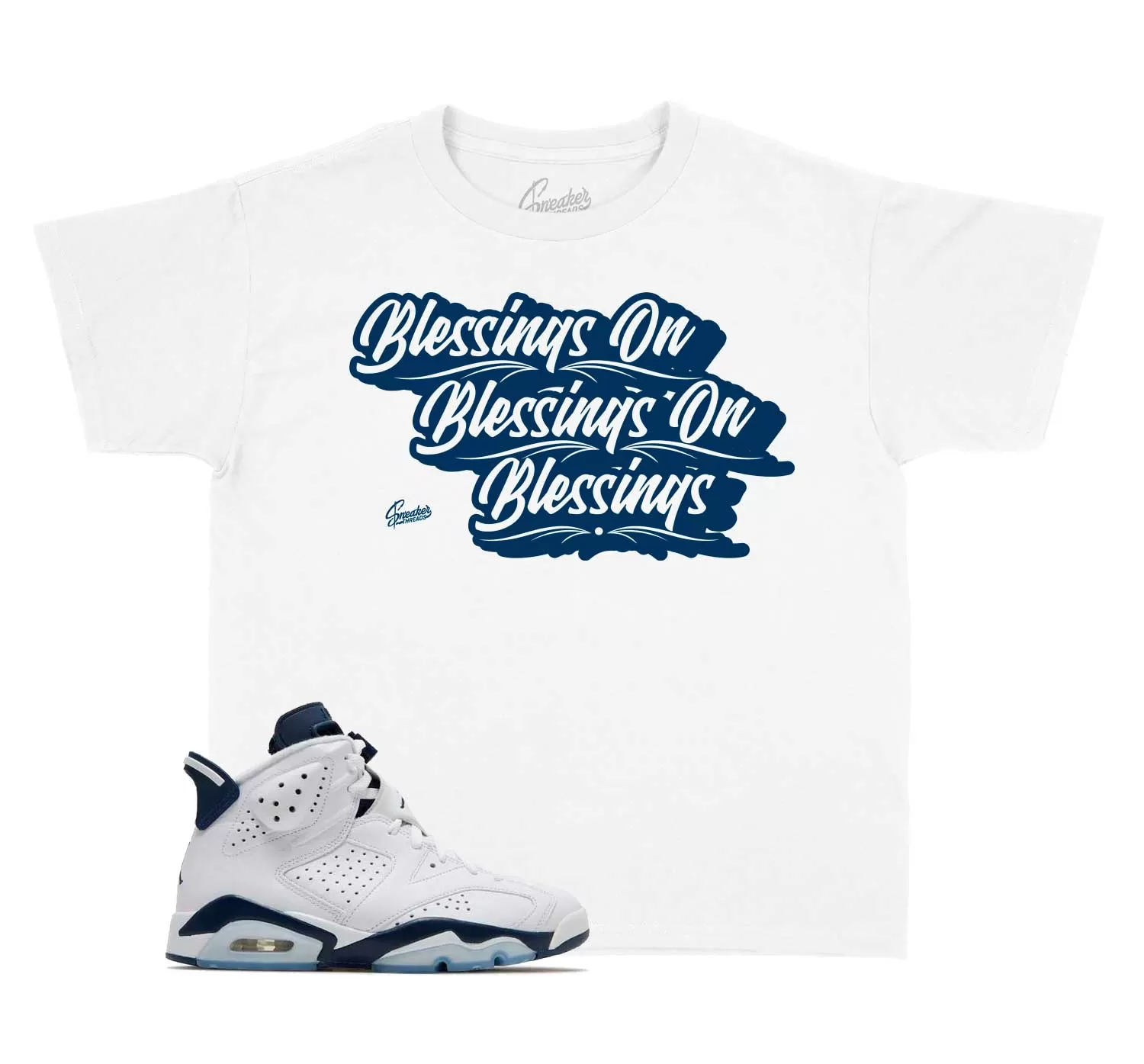 Kids Midnight Navy 6 Shirt - Blessings - White