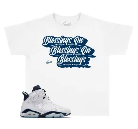 Kids Midnight Navy 6 Shirt - Blessings - White