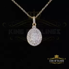 King Of Bling's 925 Sterling Yellow Silver 1.00ct VVS D CLr. Moissanite Oval Pendant for Womens