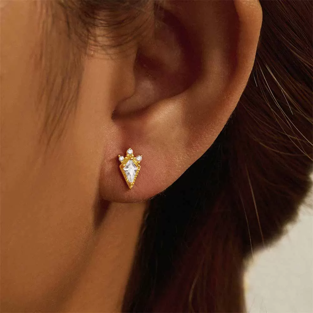 Kite Cut Crystal CZ Diamond Flat Back Earrings