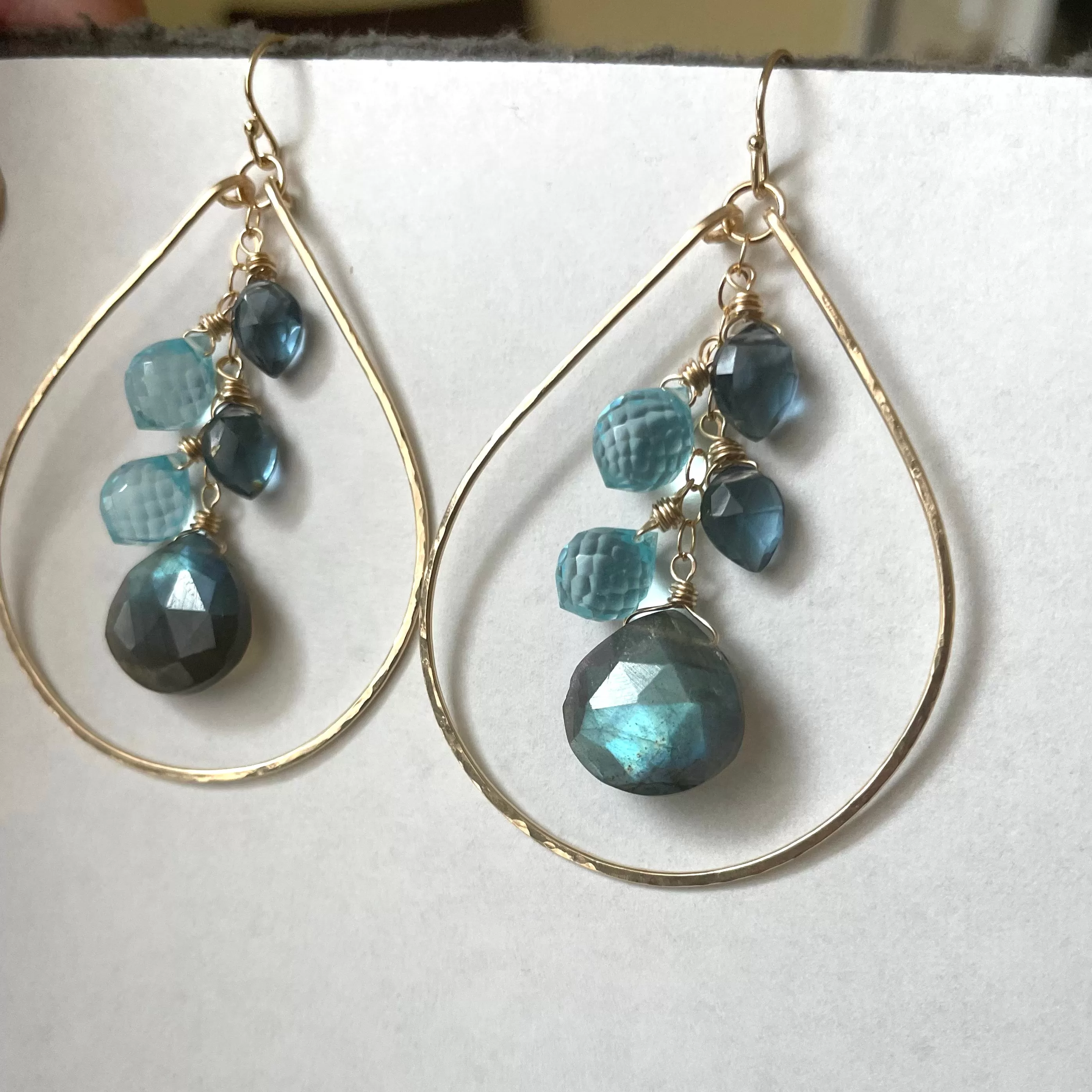 Labradorite Cascade Hoop Earrings