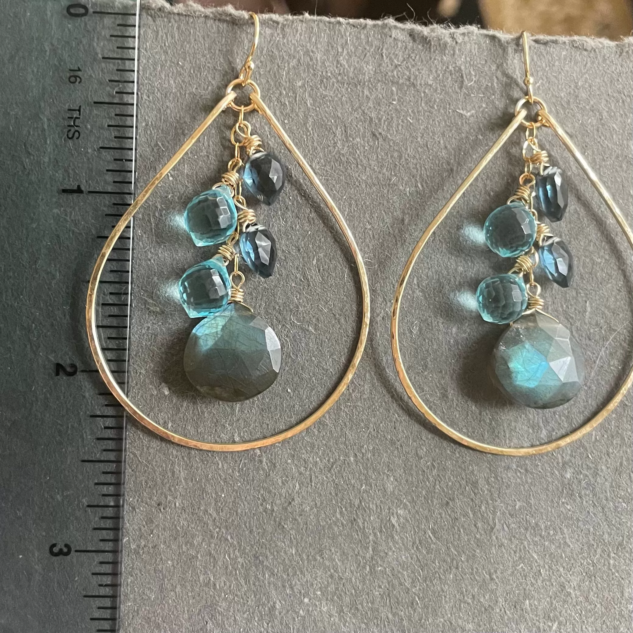 Labradorite Cascade Hoop Earrings