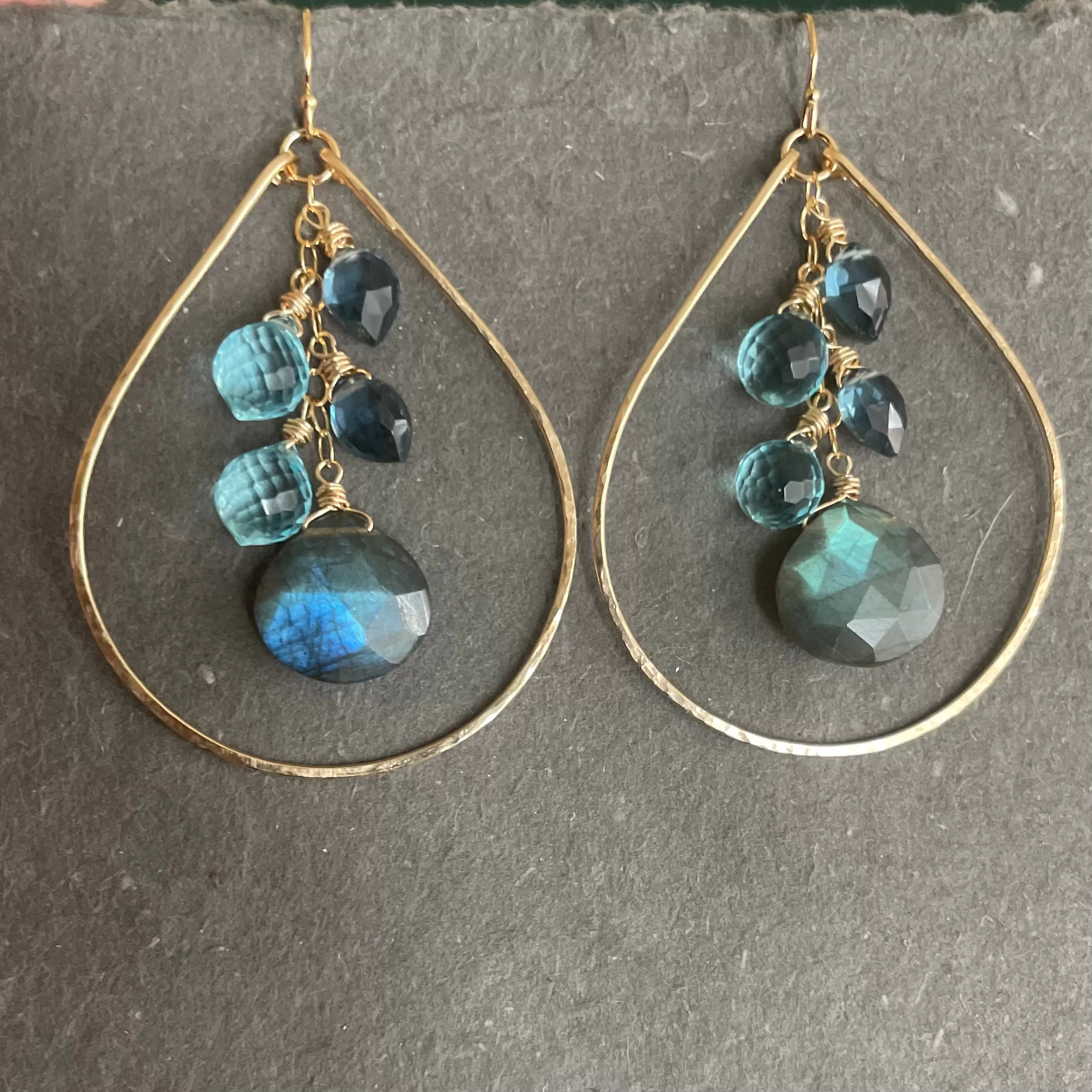 Labradorite Cascade Hoop Earrings