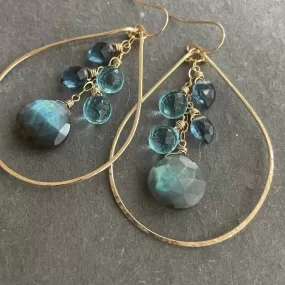 Labradorite Cascade Hoop Earrings