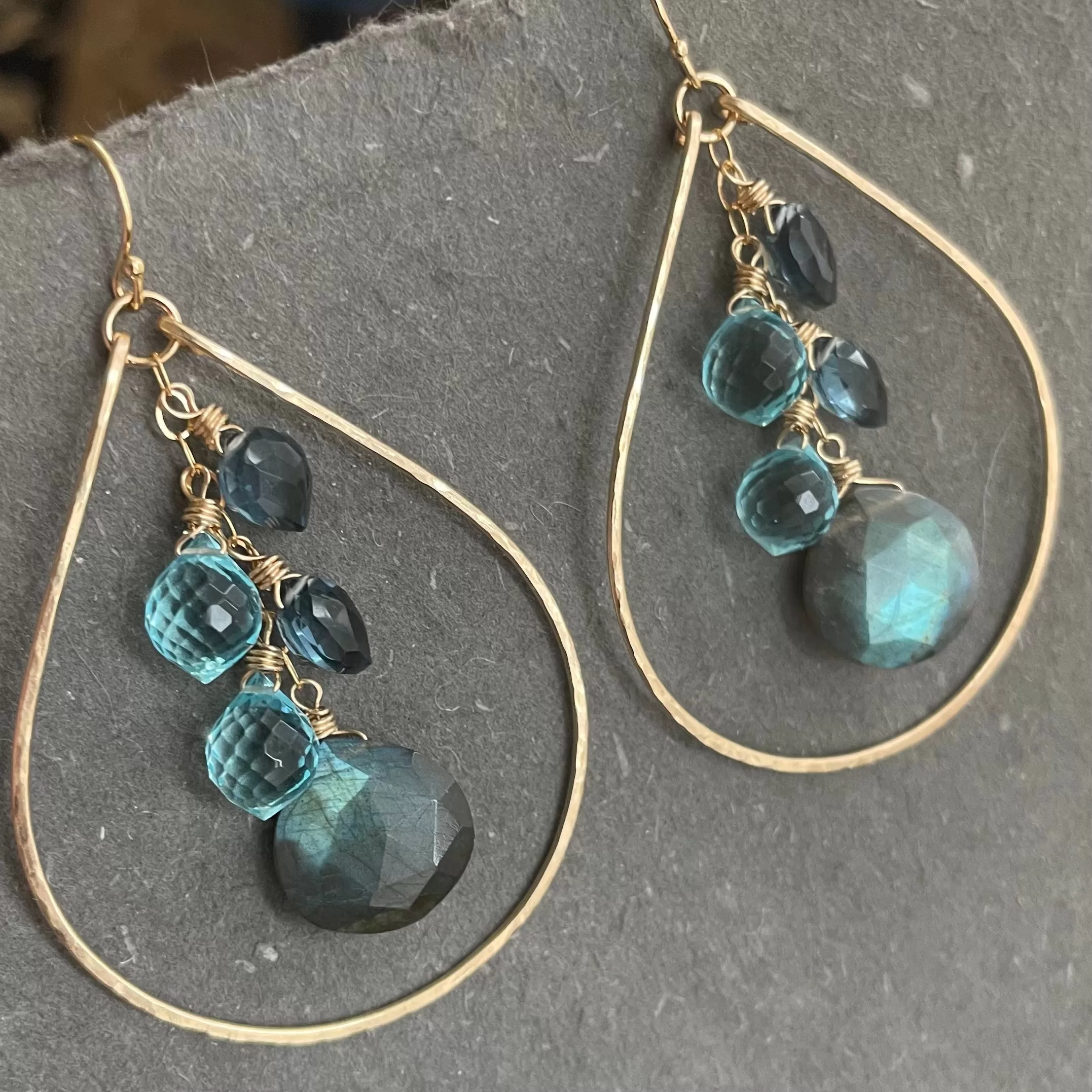 Labradorite Cascade Hoop Earrings