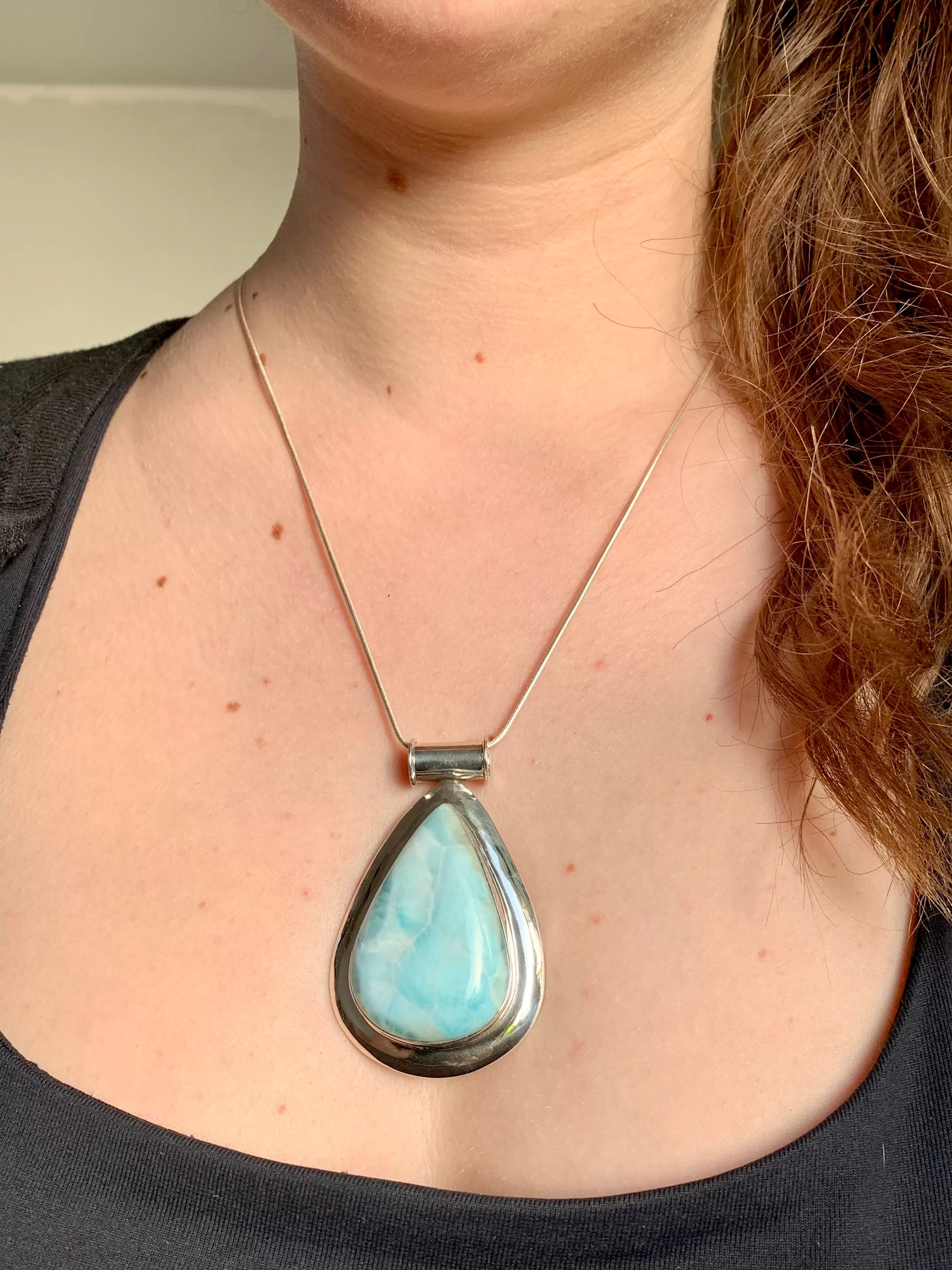 Larimar Gaia Pendant - XLarge Teardrop