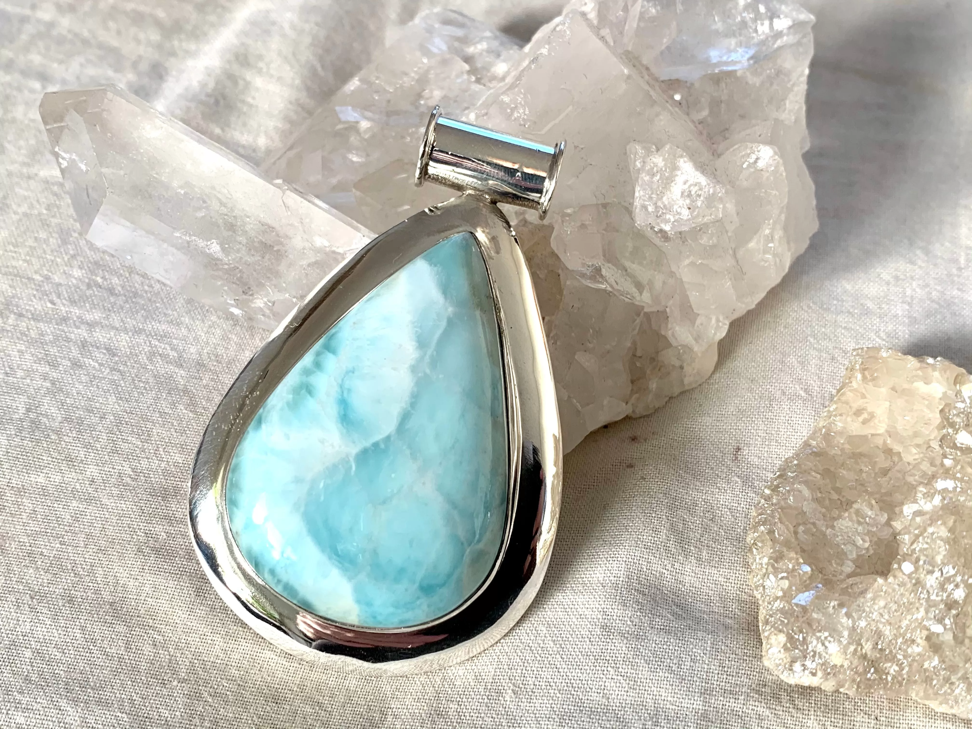 Larimar Gaia Pendant - XLarge Teardrop