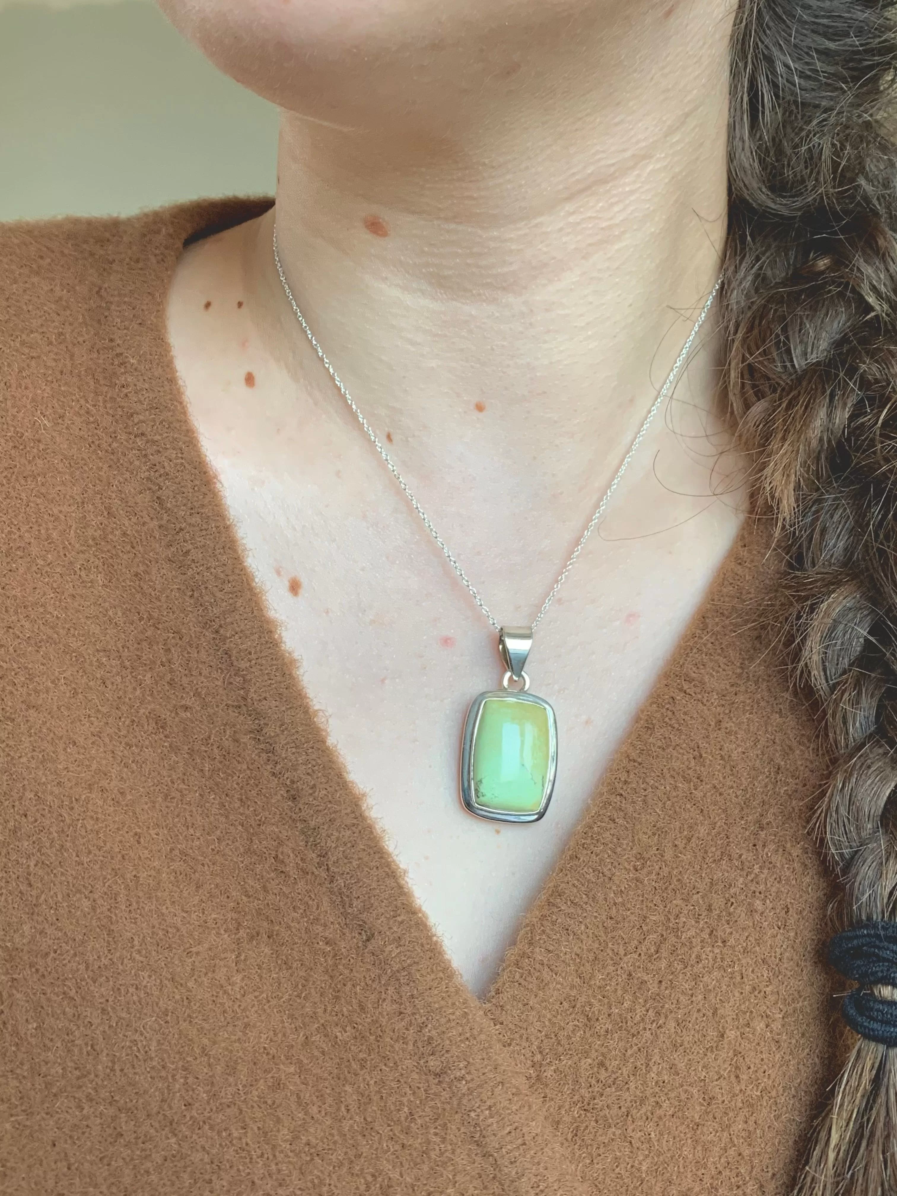 Lemon Chrysoprase Ansley Pendant - Rectangle