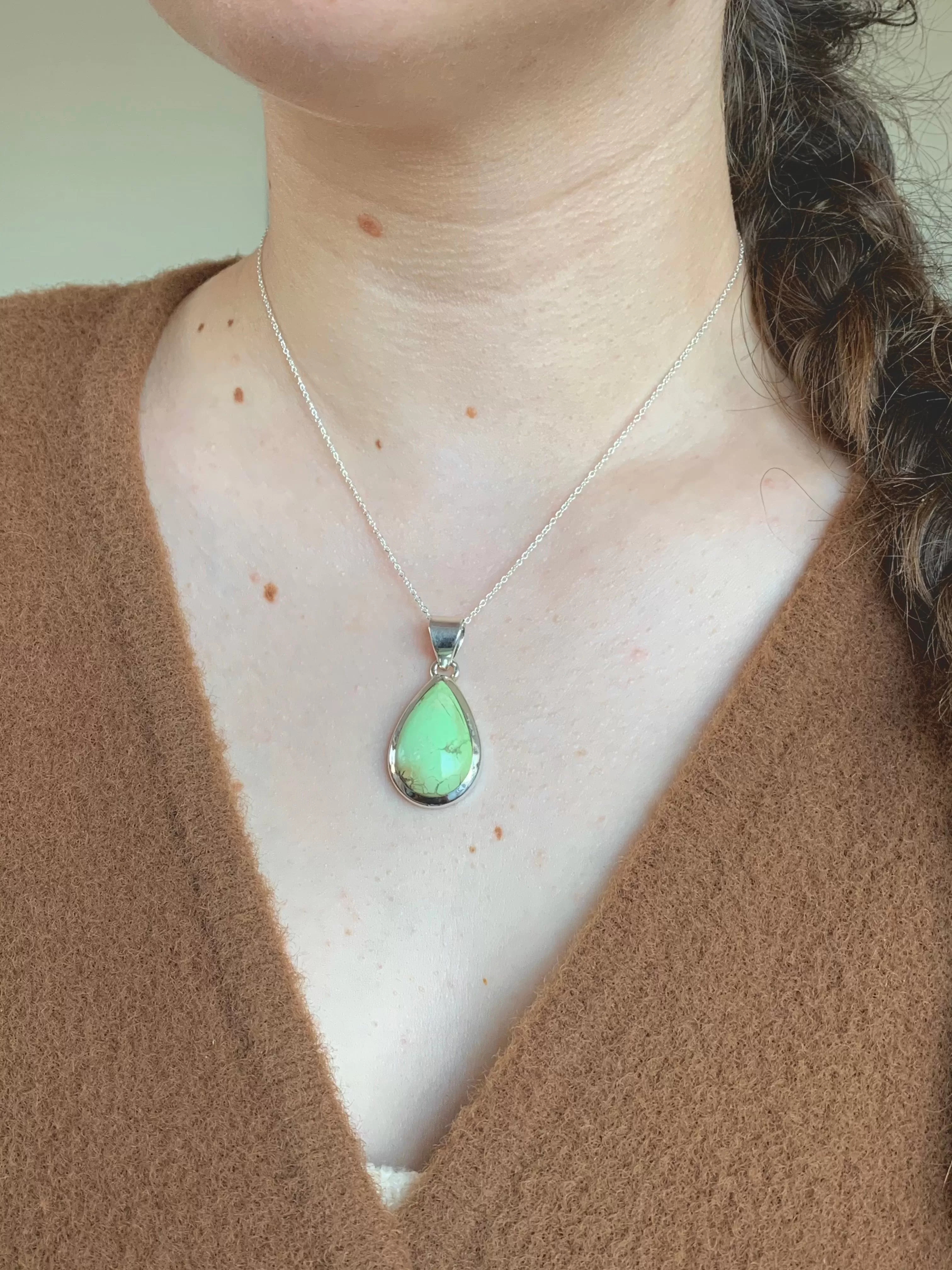 Lemon Chrysoprase Naevia Pendant - Reg. Teardrop