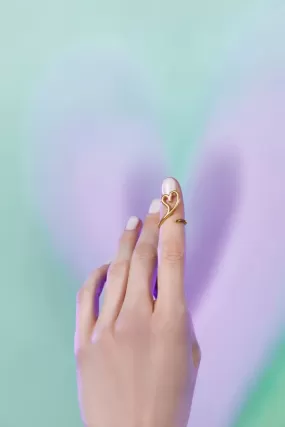 love open heart midi ring in gold