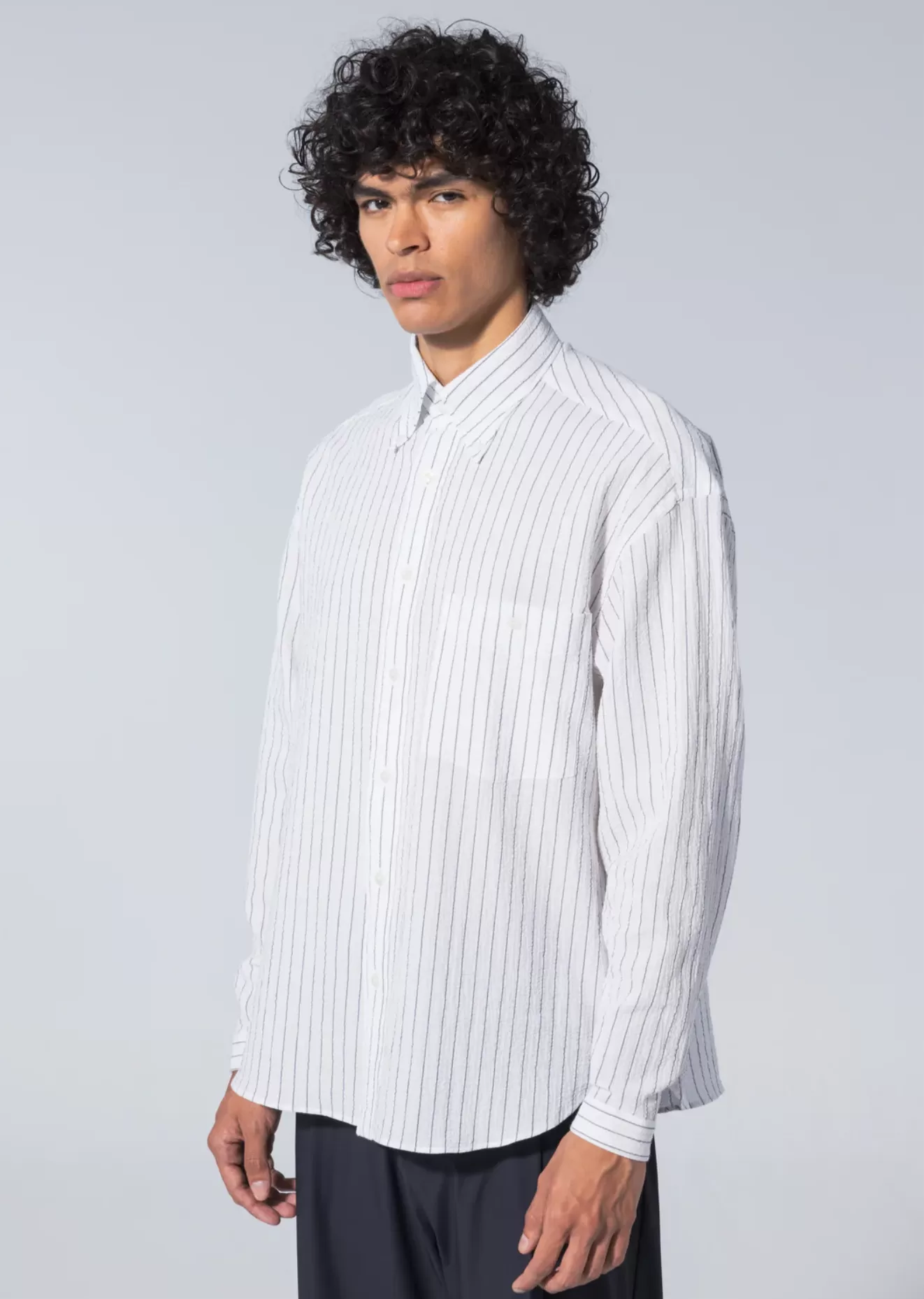 L/S Baggy Seersucker Stripe Shirt