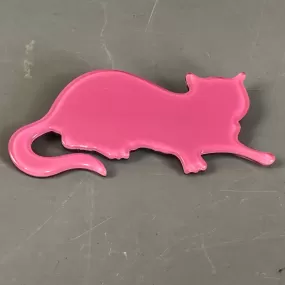 Marion Godart Paris Plastic Pink Cat Brooch Vintage c2000