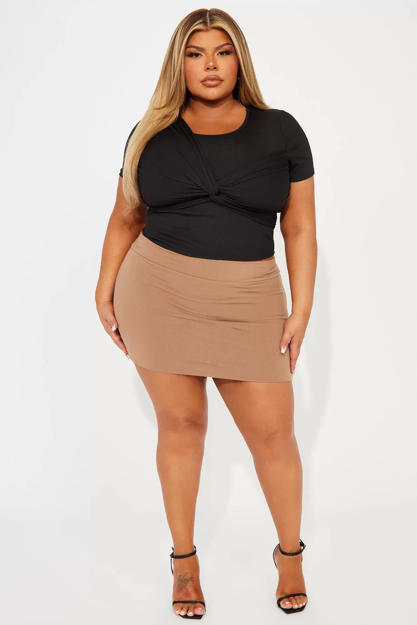 Melanie Micro Mini Skirt - Mocha