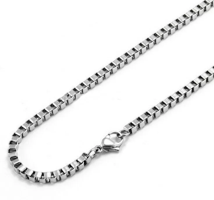 Men's 925 Sterling Silver Box Link Chain Bracelet 3mm 21cm