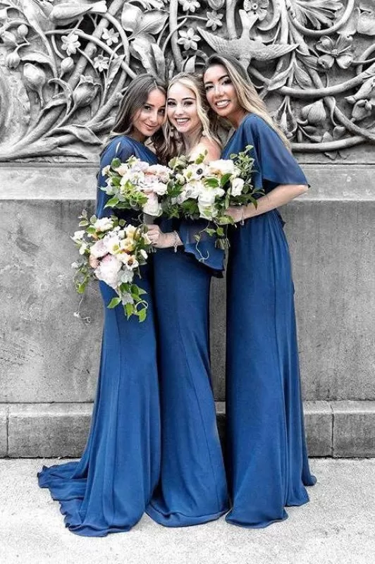 Mismatched Chiffon A-Line Simple Floor-Length Bridesmaid Dress