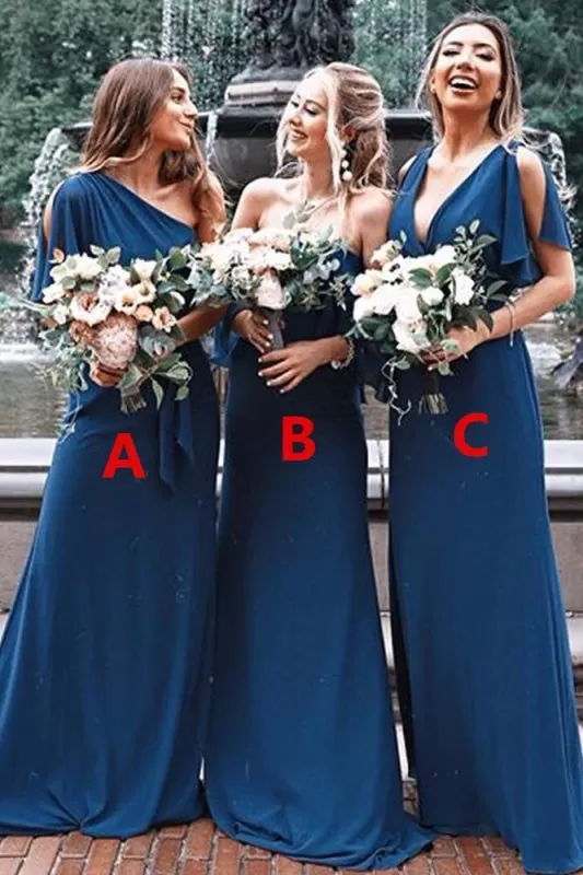 Mismatched Chiffon A-Line Simple Floor-Length Bridesmaid Dress