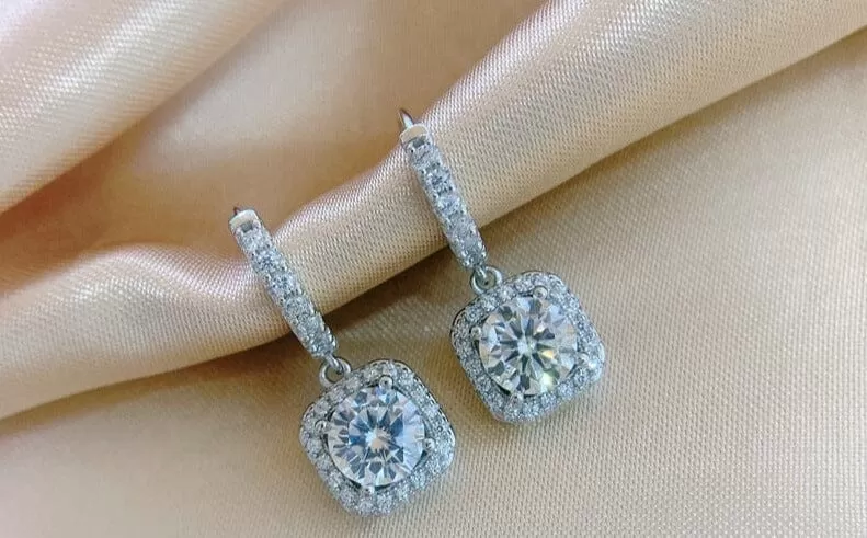 Moissanite Diamond Drop Earrings