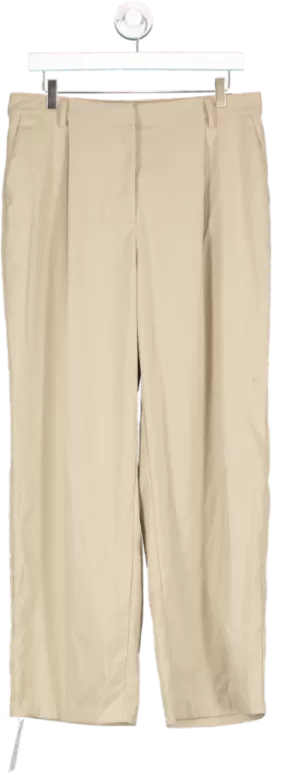 NA-KD Beige X Claire Rose Straight Leg Trousers UK XL